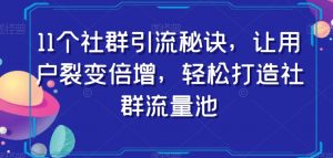 11个社群引流秘诀,让用户裂变倍增,轻松打造社群流量池| 鹿鸣网创