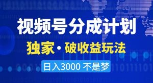 视频号分成计划，独家·破收益玩法，日入3000不是梦【揭秘】| 鹿鸣网创
