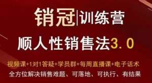 爆款!销冠训练营3.0之顺人性销售法,全方位解决销售难题、可落地、可执行、有结果| 鹿鸣网创