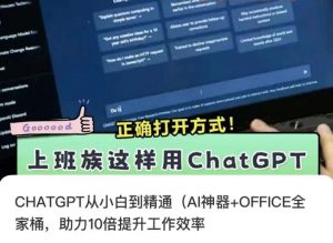 CHATGPT从小白到精通,AI神器+OFFICE全家桶,助力10倍提升工作效率| 鹿鸣网创