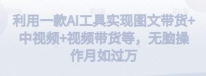 利用一款AI工具实现图文带货+中视频+视频带货等，无脑操作月如过万【揭秘】| 鹿鸣网创