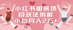 小红书相亲项目玩法拆解,有人通过这个副业项目做到了月收入2万多【揭秘】| 鹿鸣网创