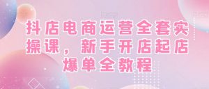 抖店电商运营全套实操课,新手开店起店爆单全教程| 鹿鸣网创