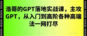 浩哥的GPT落地实战课,主攻GPT,从入门到高阶各种高端法一网打尽| 鹿鸣网创