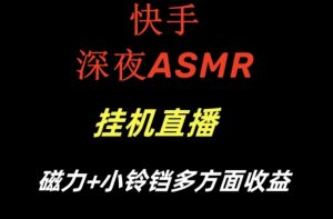 快手深夜ASMR挂机直播，磁力+小铃铛收益（附带工具和5G素材）【揭秘】| 鹿鸣网创