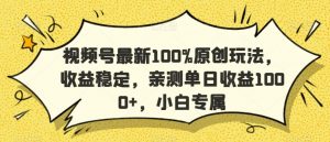 视频号最新100%原创玩法，收益稳定，亲测单日收益1000+，小白专属【揭秘】| 鹿鸣网创