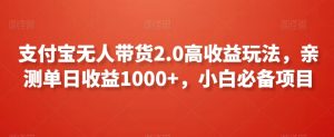 支付宝无人带货2.0高收益玩法，亲测单日收益1000+，小白必备项目【揭秘】| 鹿鸣网创
