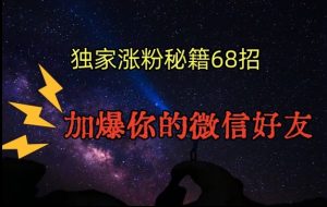 引流涨粉独家秘籍68招,加爆你的微信好友【文档】| 鹿鸣网创