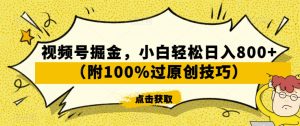 视频号掘金，小白轻松日入800+（附100%过原创技巧）【揭秘】| 鹿鸣网创