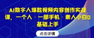 AI数字人爆款视频内容创作实战课，一个人·一部手机·素人小白0基础上手| 鹿鸣网创