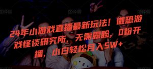 24年小游戏直播最新玩法!微恐游戏怪谈研究所,无需露脸,0粉开播,小白轻松月入5W+【揭秘】| 鹿鸣网创