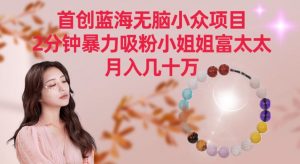 首创蓝海无脑小众项目，2分钟暴力吸粉小姐姐富太太，月入几十万【揭秘】| 鹿鸣网创
