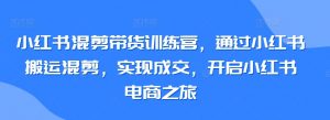 小红书混剪带货训练营，通过小红书搬运混剪，实现成交，开启小红书电商之旅| 鹿鸣网创