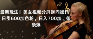 最新玩法！美女视频分屏逆向操作~日引600加色粉，日入700加，条条爆【揭秘】| 鹿鸣网创