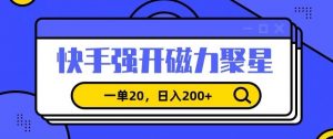 信息差赚钱项目，快手强开磁力聚星，一单20，日入200+【揭秘】| 鹿鸣网创