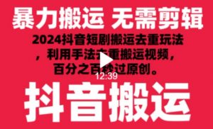 2024最新抖音搬运技术,抖音短剧视频去重,手法搬运,利用工具去重,达到秒过原创的效果【揭秘】| 鹿鸣网创