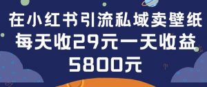 在小红书引流私域卖壁纸每张29元单日最高卖出200张(0-1搭建教程)【揭秘】| 鹿鸣网创