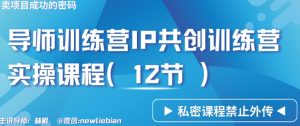 导师训练营3.0IP共创训练营私密实操课程(12节)-卖项目的密码成功秘诀【揭秘】| 鹿鸣网创