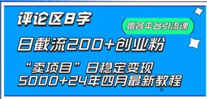 抖音评论区8字日截流200+创业粉 “卖项目”日稳定变现5000+【揭秘】| 鹿鸣网创