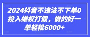 2024抖音不违法不下单0投入维权打假，做的好一单轻松6000+【仅揭秘】| 鹿鸣网创