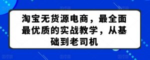 淘宝无货源电商,最全面最优质的实战教学,从基础到老司机| 鹿鸣网创
