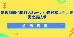 影视剪辑也能月入5w+，小白轻松上手，无需太高技术【揭秘】| 鹿鸣网创