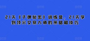 21天《子弹秘密》训练营,21天学到顶尖文案大师的策略和技巧| 鹿鸣网创