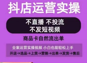 抖店运营实操课，从0-1起店视频全实操，不直播、不投流、不发短视频，商品卡自然流出单| 鹿鸣网创
