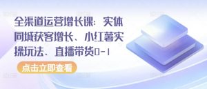 全渠道运营增长课：实体同城获客增长、小红薯实操玩法、直播带货0-1| 鹿鸣网创
