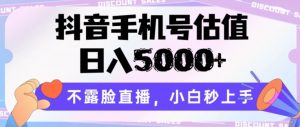 抖音手机号估值，日入5000+，不露脸直播，小白秒上手【揭秘】| 鹿鸣网创