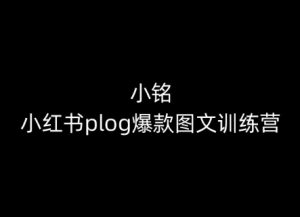 小铭-小红书plog爆款图文训练营,教你从0-1做小红书| 鹿鸣网创