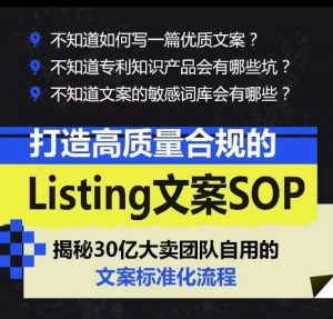 打造高质量合规的Listing文案SOP，掌握亚马逊文案工作的标准化| 鹿鸣网创