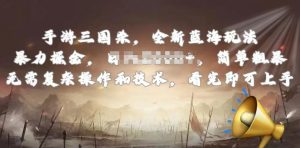 手游三国杀最新蓝海玩法,简单粗暴,无需复杂的操作和技术,看完即可上手【揭秘】| 鹿鸣网创