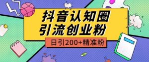 外面收费3980抖音认知圈引流创业粉玩法日引200+精准粉【揭秘】| 鹿鸣网创