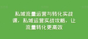 私域流量运营与转化实战课，私域运营实战攻略，让流量转化更高效| 鹿鸣网创