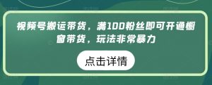 视频号搬运带货，满100粉丝即可开通橱窗带货，玩法非常暴力【揭秘】| 鹿鸣网创