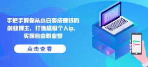 手把手教你从小白变成赚钱的创业博主，打造超级个人ip，实现自由职业梦| 鹿鸣网创