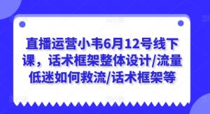 直播运营小韦6月12号线下课,话术框架整体设计/流量低迷如何救流/话术框架等| 鹿鸣网创