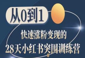 28天小红书突围训练营，从0到1快速涨粉变现| 鹿鸣网创