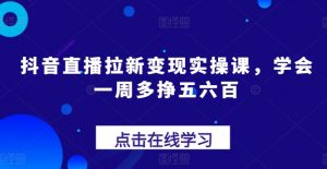 抖音直播拉新变现实操课,学会一周多挣五六百| 鹿鸣网创