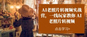 AI老照片转视频实战营，一线玩家教你AI老照片转视频| 鹿鸣网创