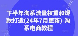 下半年淘系流量权重和爆款打造(24年7月更新)-淘系电商教程| 鹿鸣网创