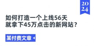 某付费文章《如何打造一个上线56天就拿下45万点击的新网站?》| 鹿鸣网创