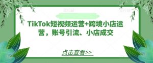 TikTok短视频运营+跨境小店运营,账号引流、小店成交| 鹿鸣网创