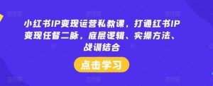 小红书IP变现运营私教课,打通红书IP变现任督二脉,底层逻辑、实操方法、战训结合| 鹿鸣网创