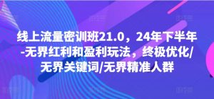 线上流量密训班21.0,24年下半年-无界红利和盈利玩法,终极优化/无界关键词/无界精准人群| 鹿鸣网创