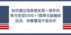 如何通过信息差实现一部手机单月变现5000+?简单无脑搬砖玩法,快看看适不适合你【揭秘】| 鹿鸣网创