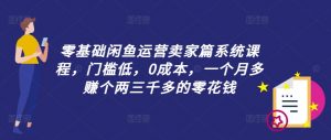 零基础闲鱼运营卖家篇系统课程，门槛低，0成本，一个月多赚个两三千多的零花钱| 鹿鸣网创