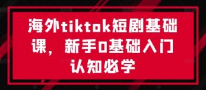海外tiktok短剧基础课,新手0基础入门认知必学| 鹿鸣网创