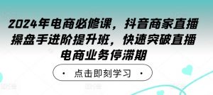 2024年电商必修课，抖音商家直播操盘手进阶提升班，快速突破直播电商业务停滞期| 鹿鸣网创